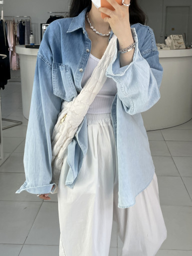Denim shirt with gradient loose thin fabric