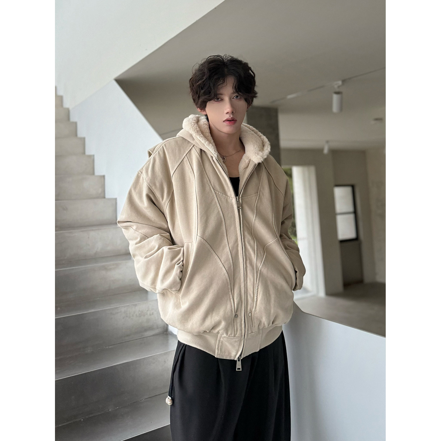 C316 MY1016 P158 秋冬新款座山雕加绒加厚棉衣棉服短款连帽外套图片
