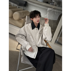 C316JK8999P98春装新款时尚百搭撞色夹克衫时尚短款外套牛仔领,男春装搭配牛仔图片