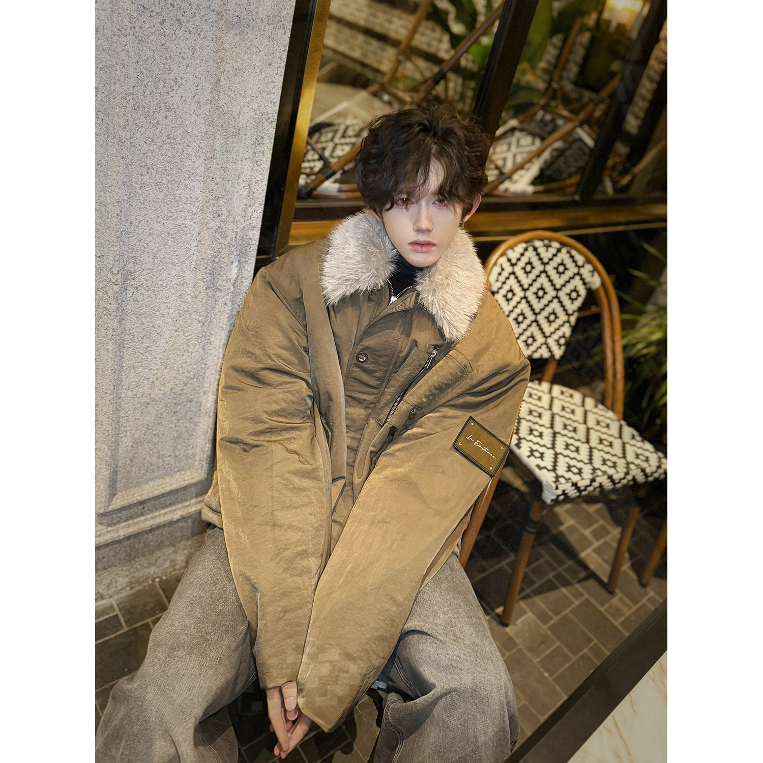 C316TH11117P138冬装新款长袖棉服毛领设计保暖加厚外套棉衣,男装棉衣,电商C316