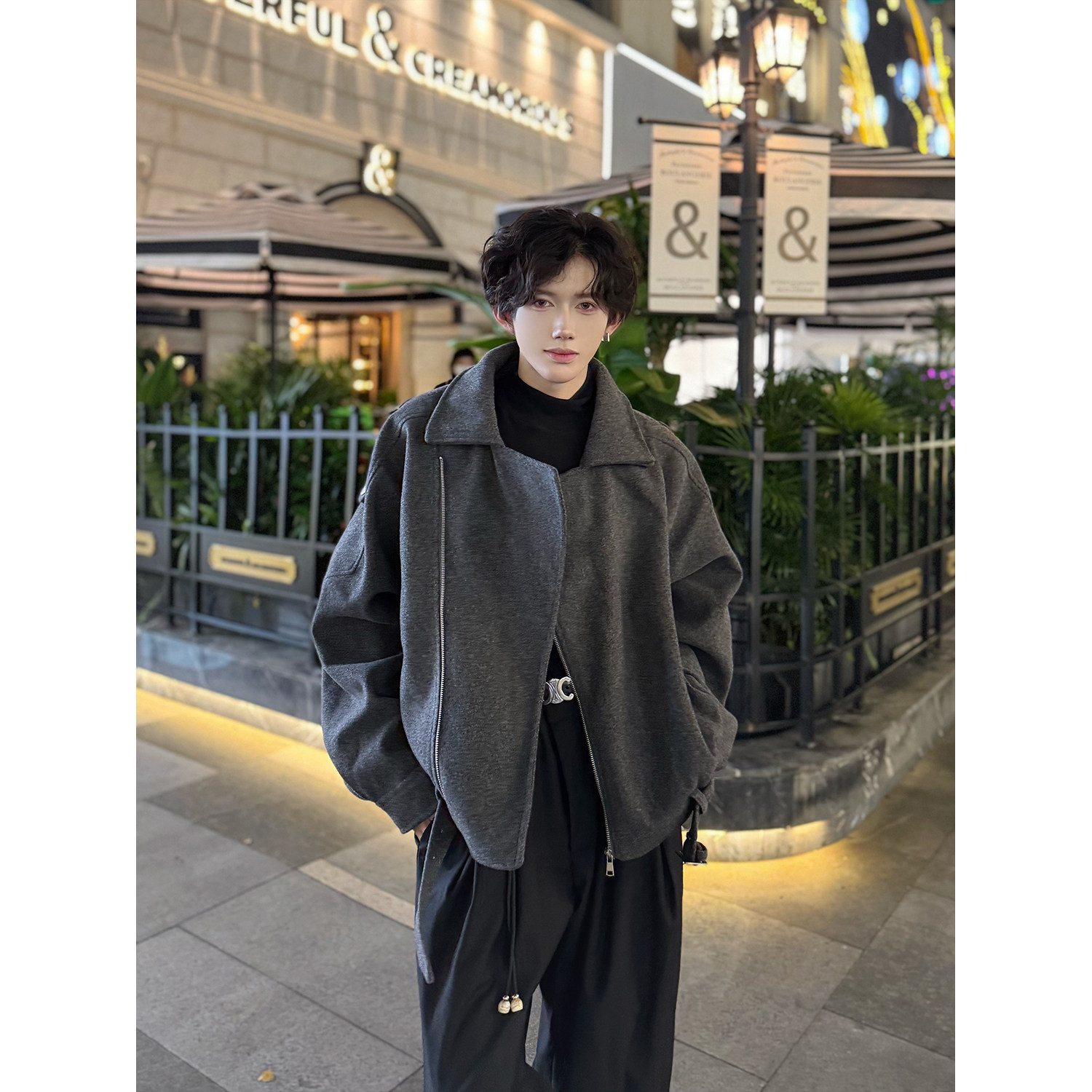 C316WT1052P128加棉加厚毛呢大衣时尚呢子外套短款外套简约,男装夹克,电商C316
