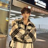 C316WT173P128冬装新款加棉格子时尚毛呢大衣外套百搭短款网红，男装毛呢大衣，电商C316