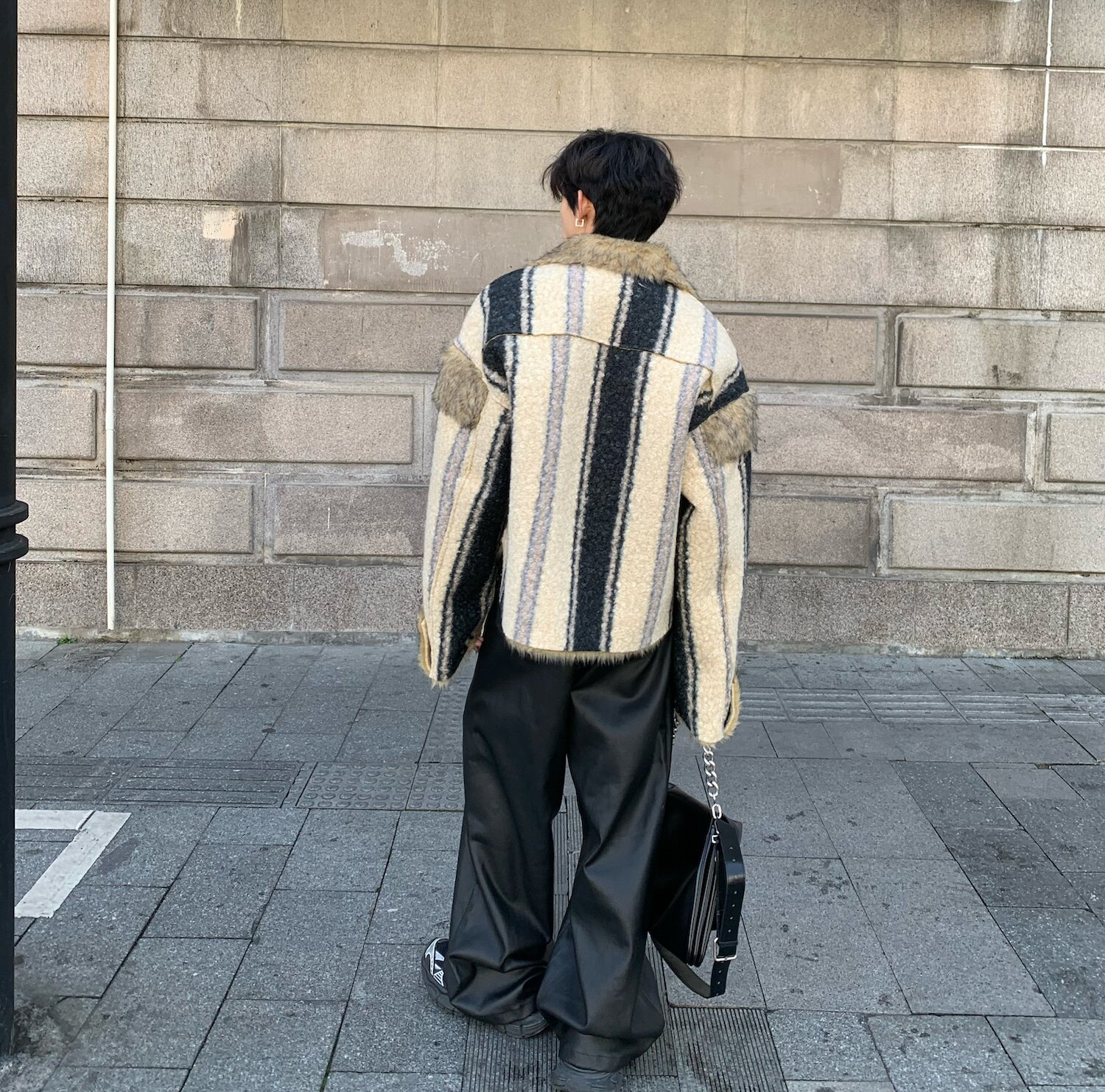 C316WT802P198冬装新款双面穿毛呢大衣时尚网红短款外套毛毛衣,男装针织衫/毛衣,电商C316