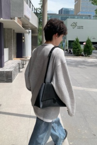 C316 T1222 P58秋装新款撞色拼接灰色打底衫长袖T恤tee潮休闲男装图片