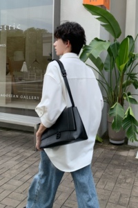 C316 CS112 P58 夏装新款短袖衬衫褶皱衬衣英伦黑白宽松雅痞V领图片