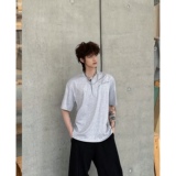 C316T06P48夏装新款不规则亨利领T恤时尚拼接个性tee男装短袖，男装T恤，电商C316
