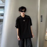C316T8073P68夏装新款拼接拉链设计感短袖T恤tee时尚钉珠，男装T恤，电商C316