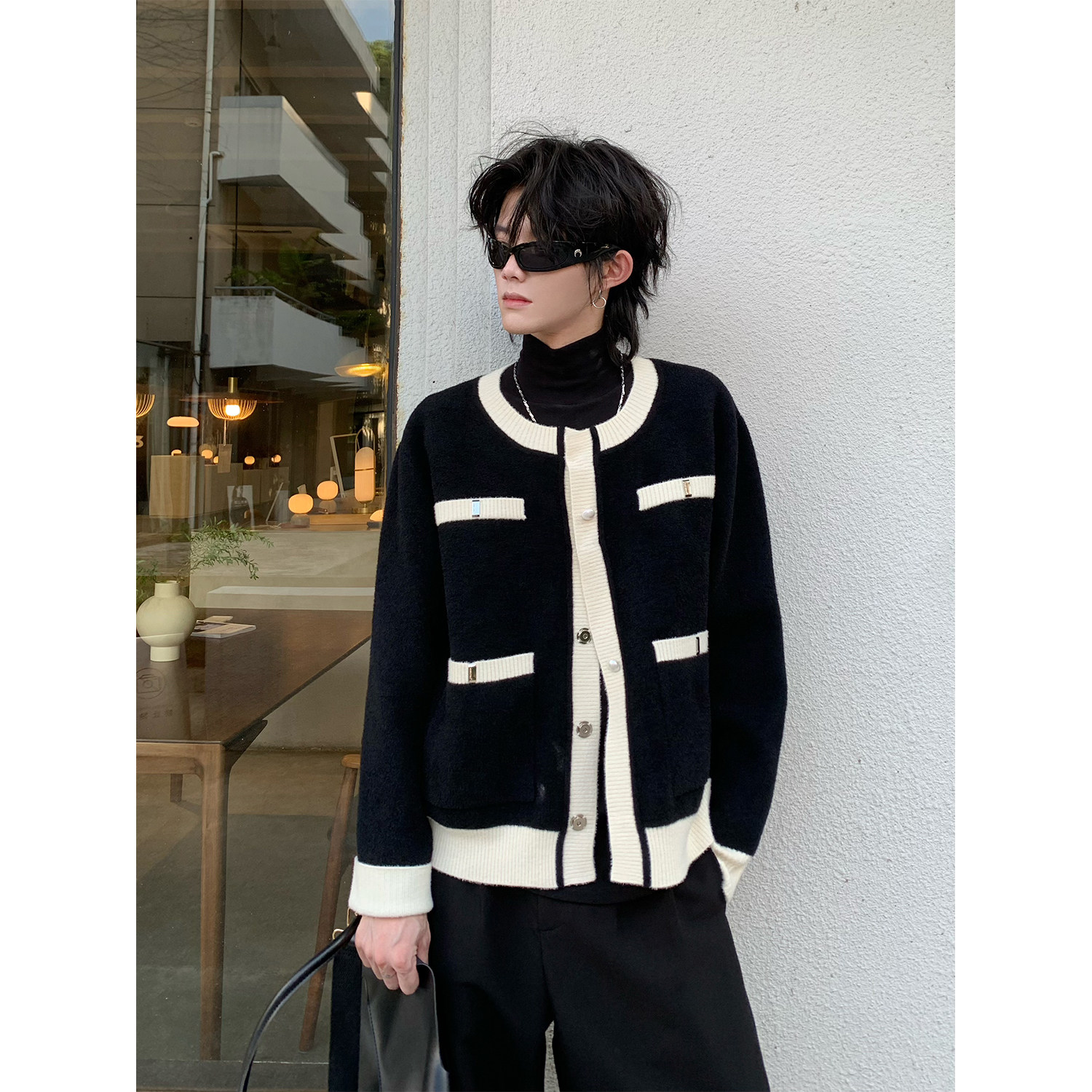 C316MY1285P118秋冬新款毛衣小香风针织衫个性时尚毛衣短款，男装针织衫/毛衣，电商C316