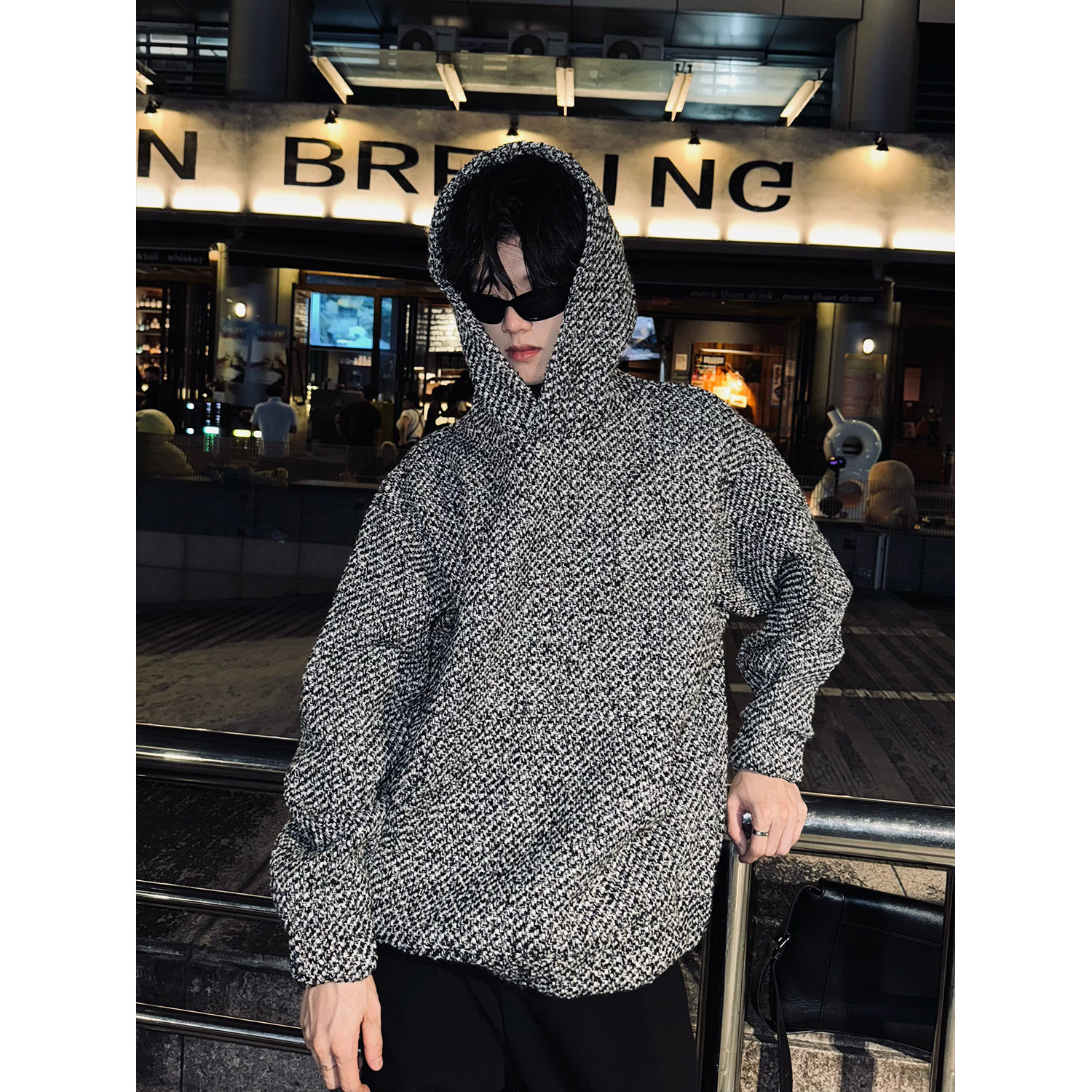 C316WY1286P128秋冬新款小香风卫衣时尚百搭松弛感短款连帽外套,男装卫衣,电商C316