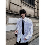 C316CS1990P78秋冬新款送领带白色个性垫肩衬衫长袖衬衣白色，男装衬衫，电商C316