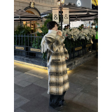 C316MY1048P138冬装新款毛呢大衣长款格子保暖加厚大衣外套，男装毛呢大衣，电商C316