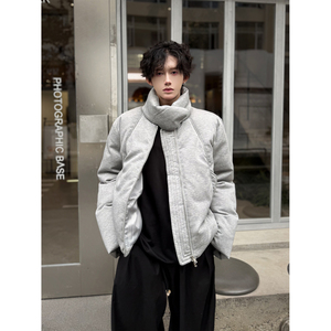 C316MY1120P138冬装新款灰色棉服时尚短袖外套结构设计棉袄