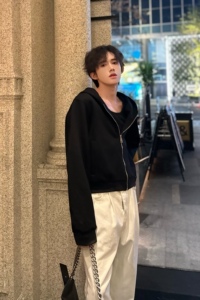 C316 JK836 P98 春夏新款夹克衫短款时尚外套卫衣连帽夹克男图片
