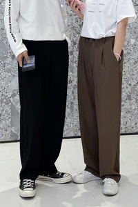 C316 K602 P55春装新款情侣装西裤休闲裤免烫纯色直筒裤百搭男裤图片