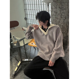 C316MY1261P88冬装新款连帽针织衫时尚连帽毛衣松弛感拼接线衫，男装针织衫/毛衣，电商C316