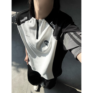 C316 T8206 P38 夏装新款短袖T恤拼接撞色tee速干衣时尚运动男女图片