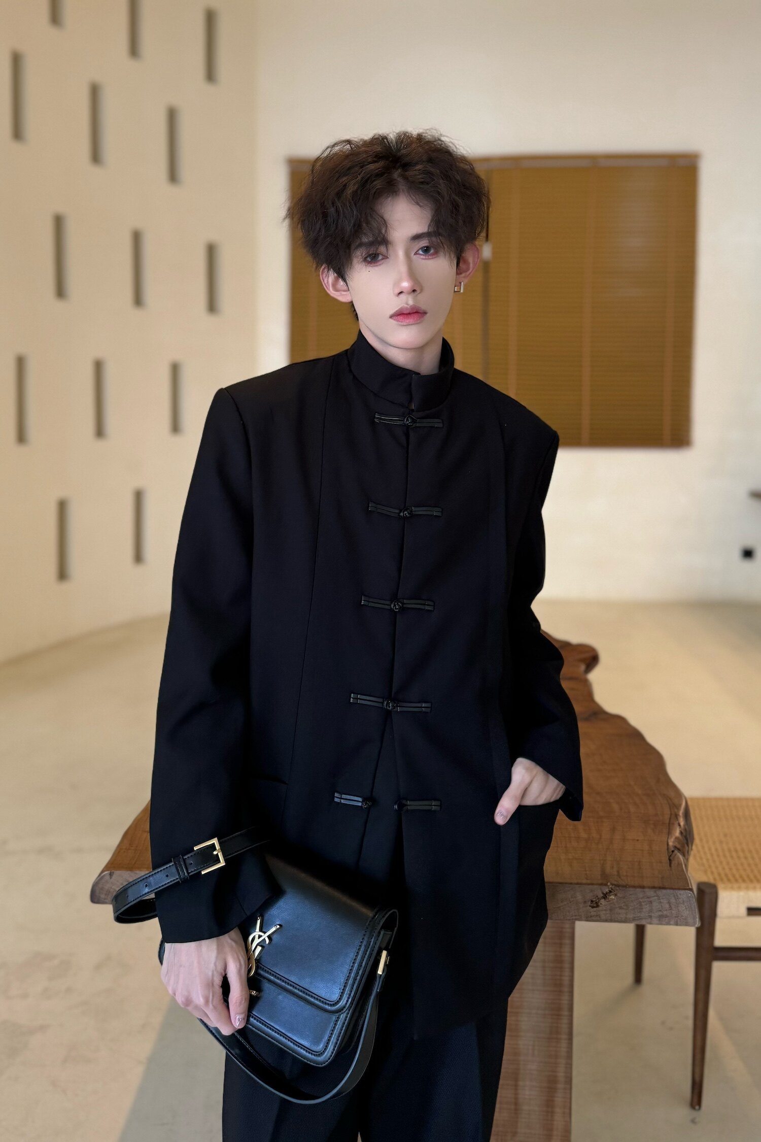 C316 XZ844 P118 春装新中式西服中山装时尚短款外套个性西装盘扣图片