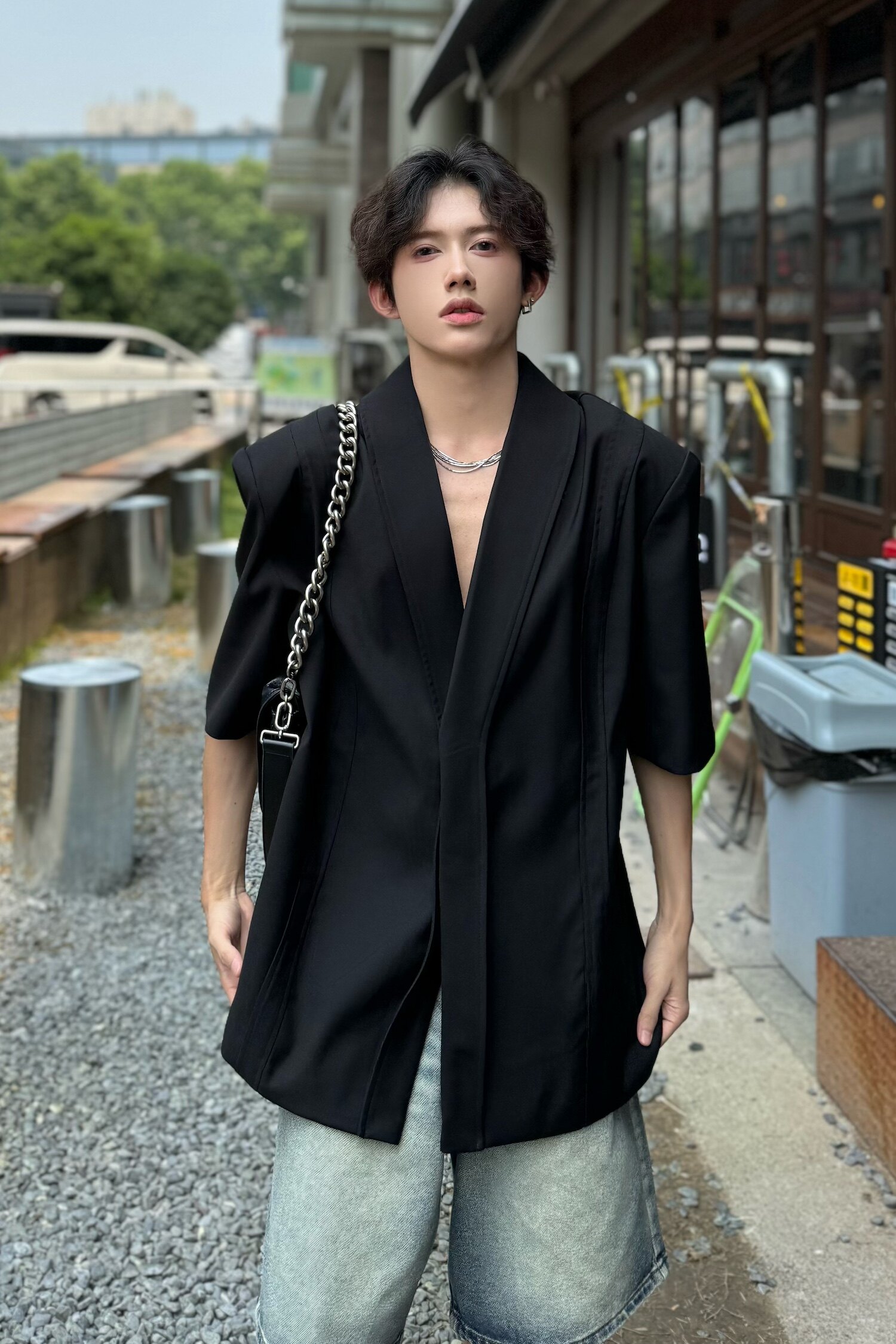 C316XZ1154P88夏装新款短袖西服时尚宽松性感欧美西装外套个性,男装西服,电商C316