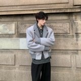 C316WT1253P148秋冬新款毛呢针织拼接短款松弛感外套毛呢大衣，男装毛呢大衣，电商C316