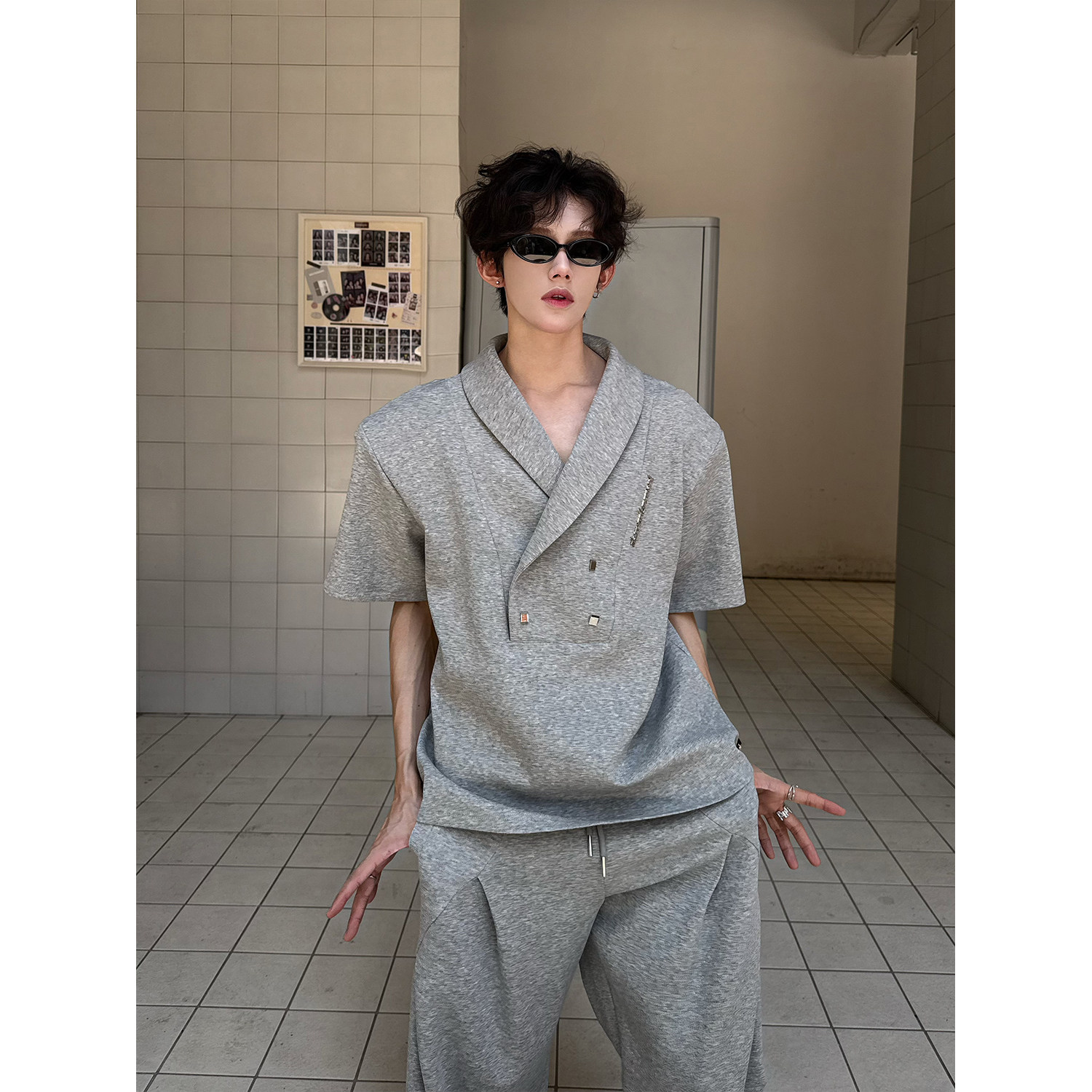 C316T2531P58K2532P68夏装新款短袖T恤套装运动灰色休闲裤,男装T恤,电商C316