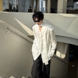 C316CS8017P68四季款性感长袖飘带衬衫个性宽松丝绒高级感衬衣，男装衬衫，电商C316