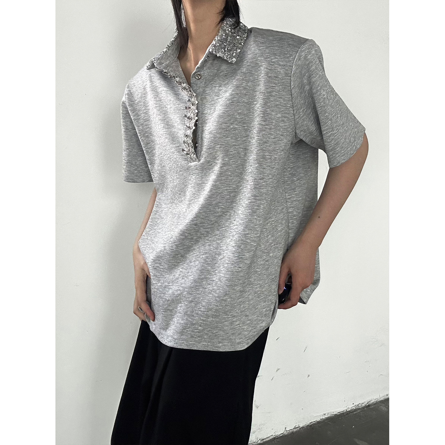 C316T8232P68夏装新款时尚别针设计短袖polo衫个性T恤tee,男装T恤,电商C316