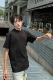 C316DX89P4868夏装新款短袖T恤拉链时尚潮黑色tee个性男，男装T恤，电商C316
