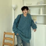 C316MY157P98冬装新款毛毛衣钉珠设计时尚百搭蓝色网红街拍，男装针织衫/毛衣，电商C316