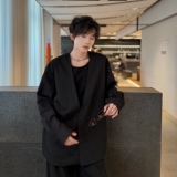 C316CS8101P68春装新款假两件衬衫黑色白色衬衣长袖松弛感，男装衬衫，电商C316