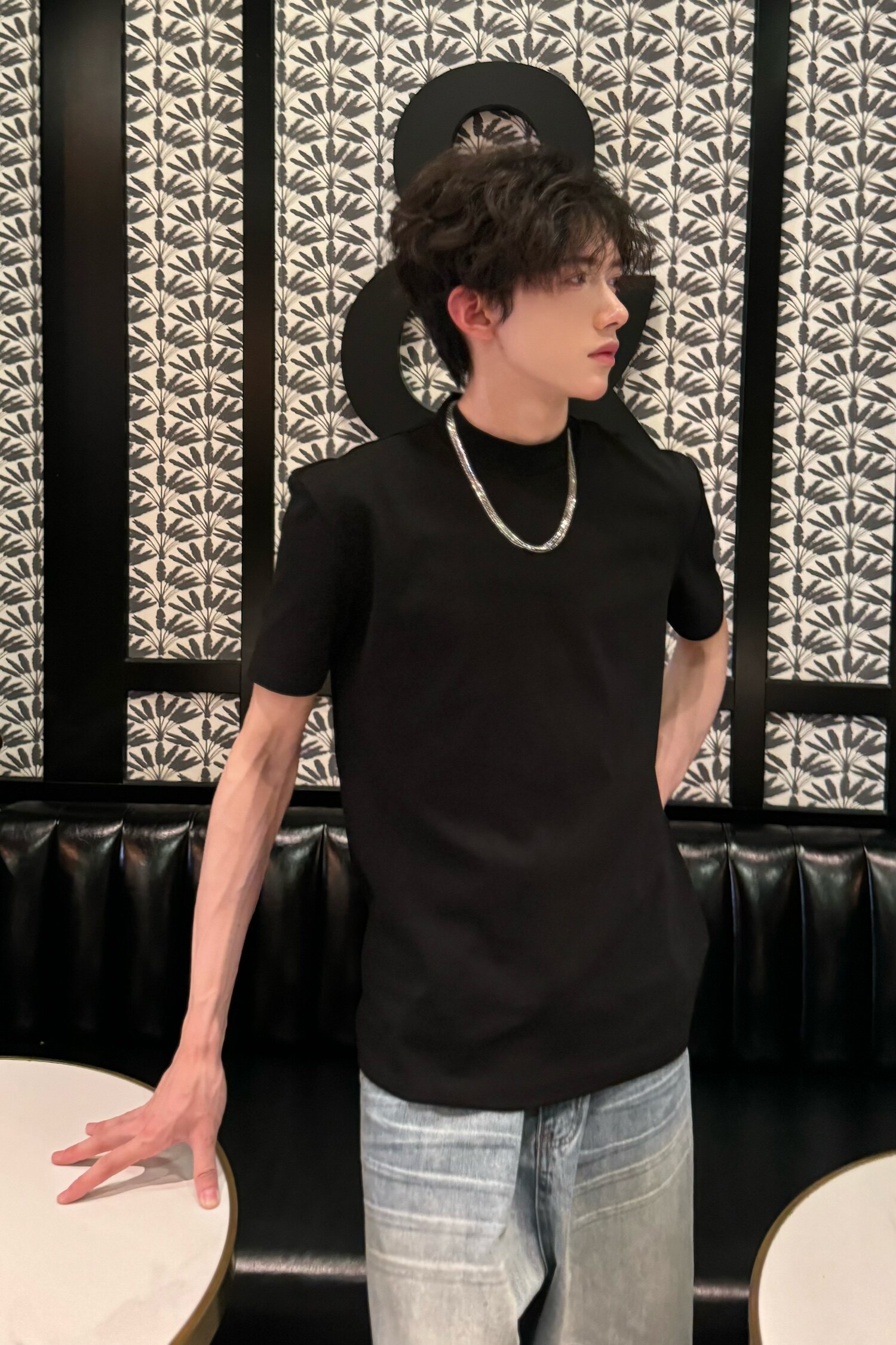 C316T1119P38控58春夏新款短袖T恤时尚修身百搭tee王嘉尔同款,男装T恤,电商C316