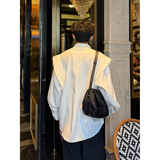 C316CS1073P68春夏新款长袖衬衫时尚个性衬衣白色拼接高级，男装衬衫，电商C316