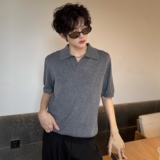 C316T8040P58夏装新款短袖T恤针织短袖polo衫时尚个性深灰色，男装T恤，电商C316