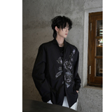 C316LFCS001P68秋装新款百搭长袖衬衫玫瑰花个性衬衣黑色时尚，男装衬衫，电商C316