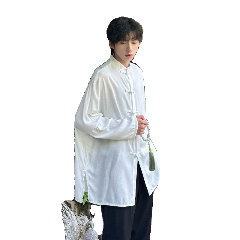 C316Z2347P58男生新中式汉服防晒衣时尚立领白色棉麻衬衫,男装防晒衣,电商C316