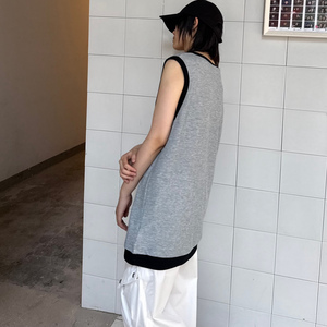 C316 B2509 P33 夏装新款拼接撞色背心时尚宽松运动型汗背心图片