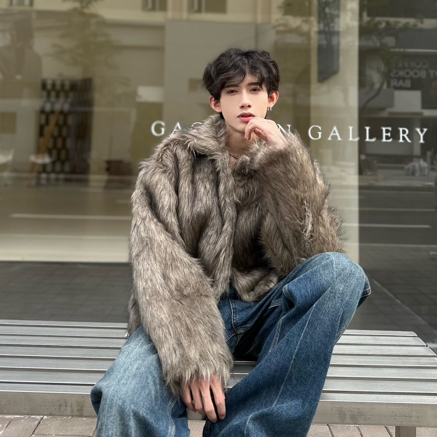 C316WT161P168冬装新款毛毛衣人造皮草短款外套网红时尚棉衣，男装针织衫/毛衣，电商C316