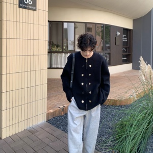 C316 MY912 P98 冬装新款开衫毛衣时尚百搭毛衫宽松玫红色白色图片
