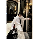 C316CS1990P78秋冬新款送领带白色个性垫肩衬衫长袖衬衣白色，男装衬衫，电商C316