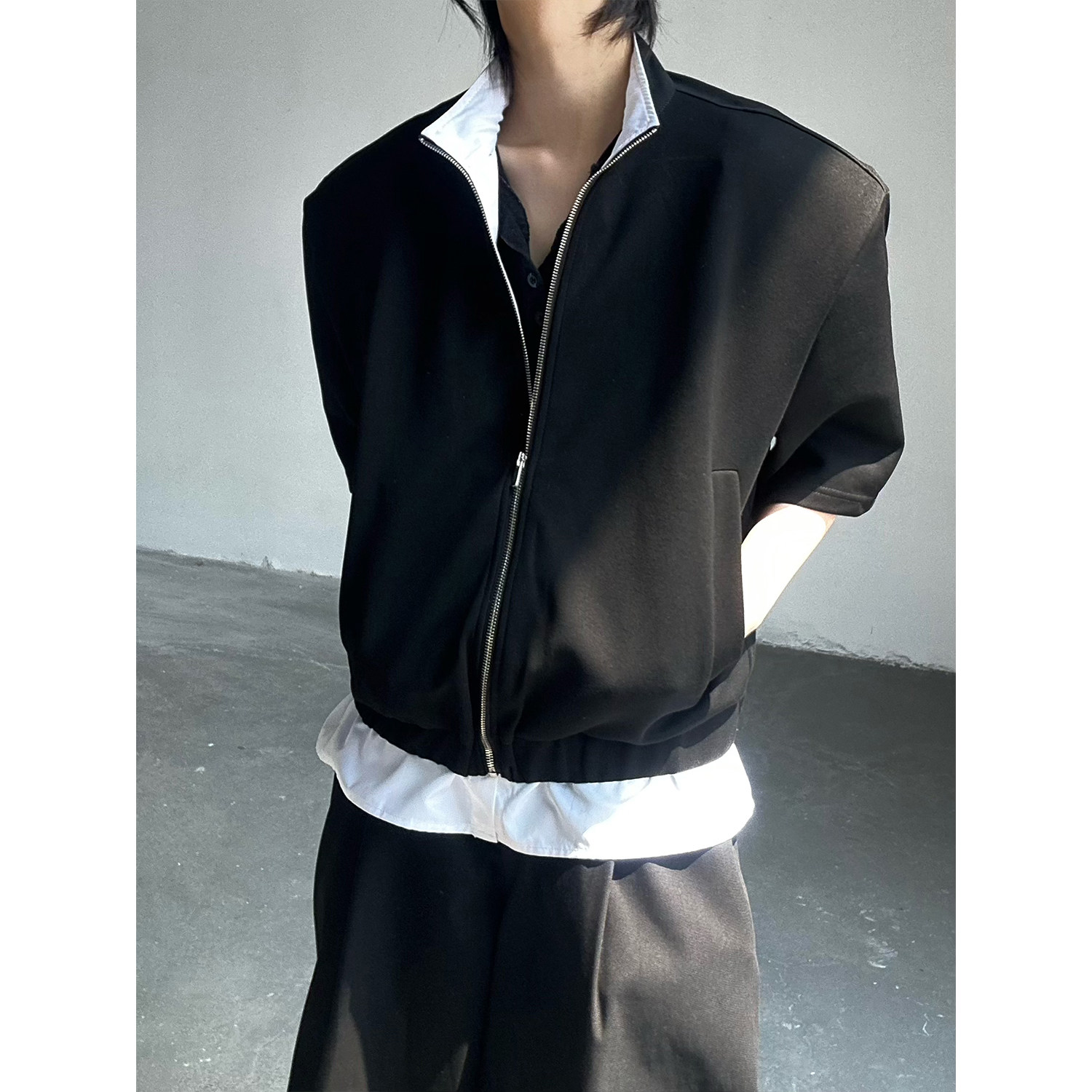 C316W8227P78夏装新款短袖卫衣假两件个性设计感新款夹克,男装夹克,电商C316