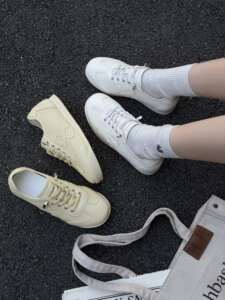 头层牛皮网面透气小白鞋女2026夏款韩版百搭一脚蹬休闲运动鞋板鞋