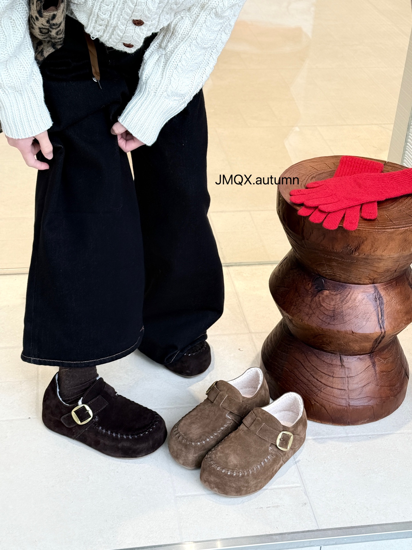 时尚厚底加绒勃肯鞋女2025冬韩版百搭一脚蹬编织棉鞋休闲鞋乐福鞋