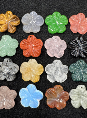 25mm手工雕刻古风桃花石头吊坠