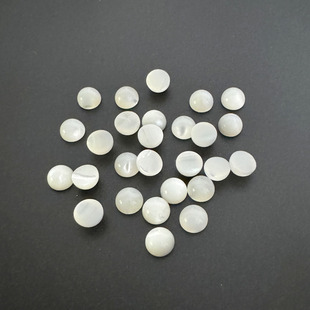 6mm天然白蝶贝半圆形戒面平底镶嵌贴片戒指吊坠耳环diy饰品配件