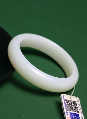 保证保产地和田玉新疆且末米达料羊脂白玉油膏料手镯58.6