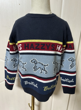 hazzys哈吉斯童装秋冬新品套头针织卡通男童毛衣时尚简约气质线衣