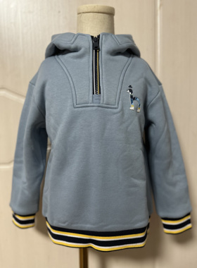 hazzys哈吉斯童装秋冬新款加绒休闲洋气加厚男童卫衣连帽上衣