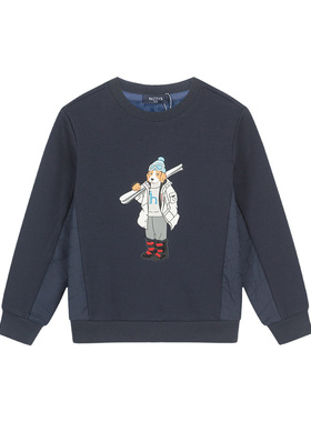 线下同款hazzys男童卫衣2022一体绒百搭保暖上衣HZQDBD33CQ067