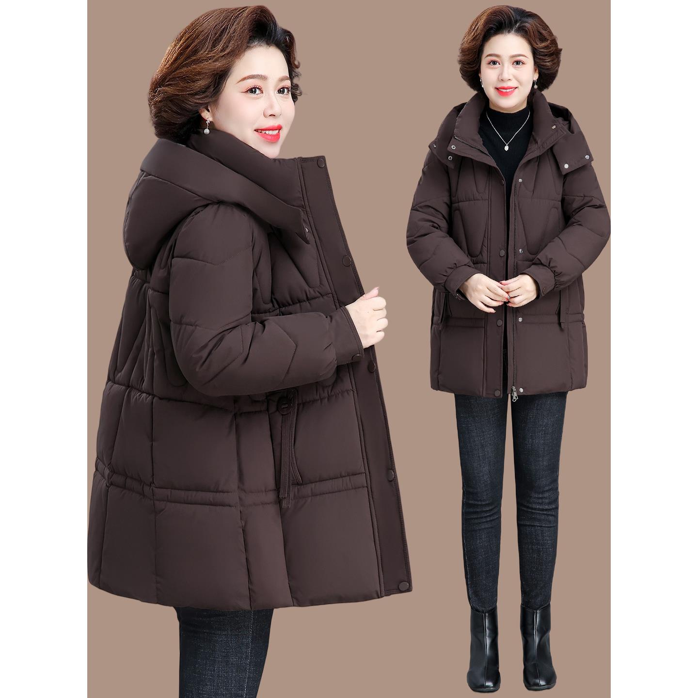 老年人冬季羽绒棉服女款妈妈冬装外套老太太加厚棉袄奶奶棉衣洋气