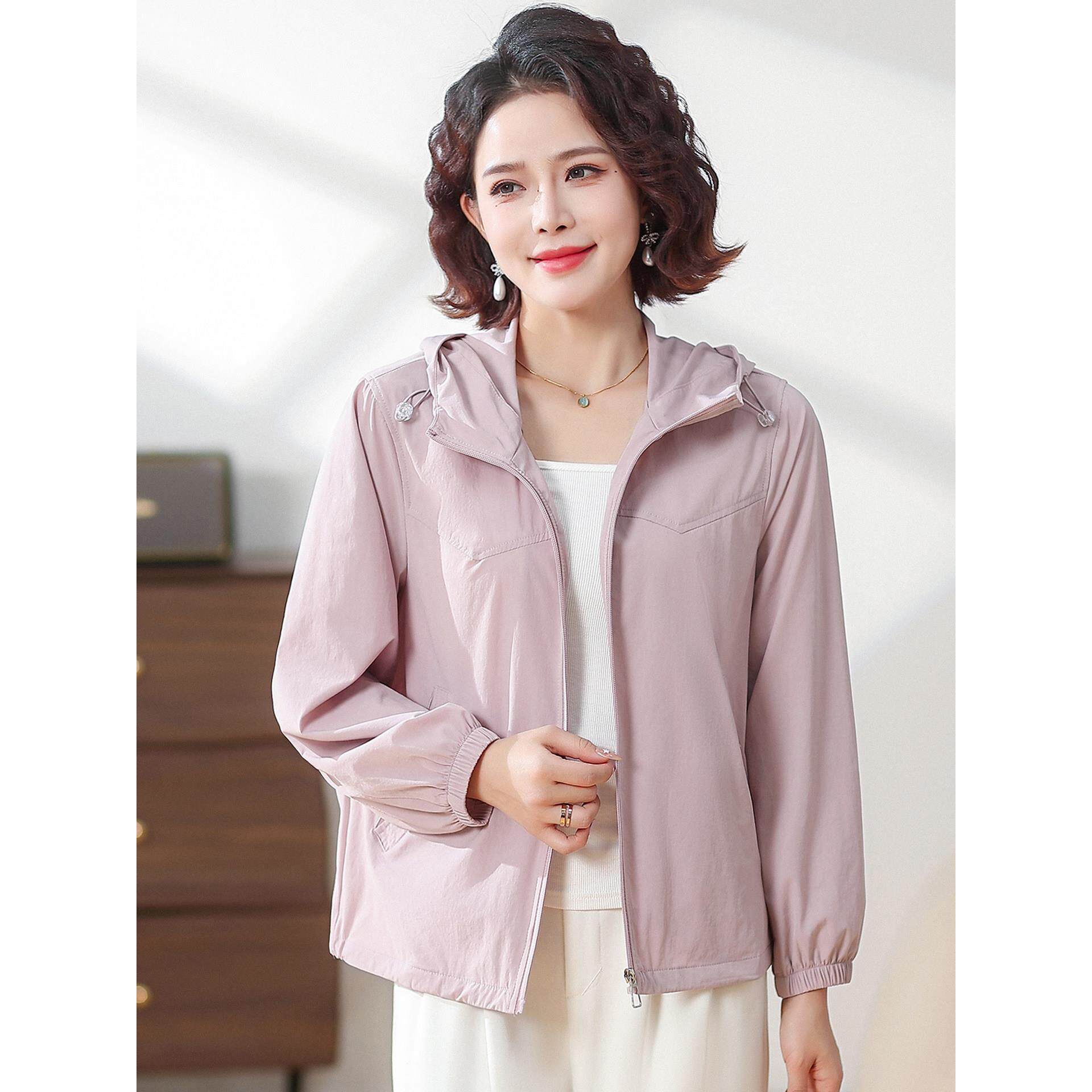 妈妈春装薄款外套时尚防晒服2026新款中老年女夏季洋气防晒衣夹克