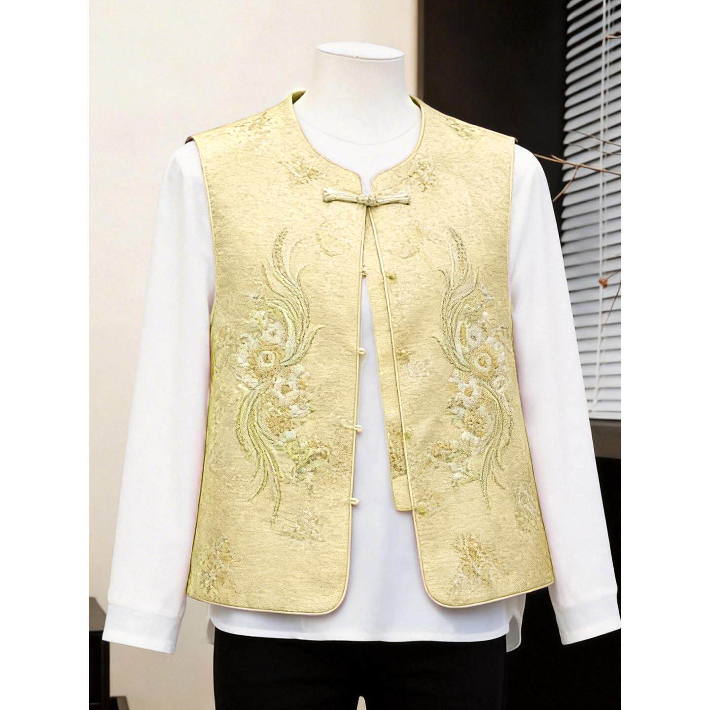 高贵妈妈春装马甲2026新款绣花坎肩上衣中老年女春季外穿背心